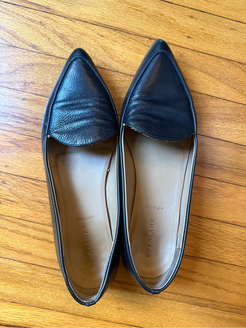 Everlane Black Pointed Leather Loafers